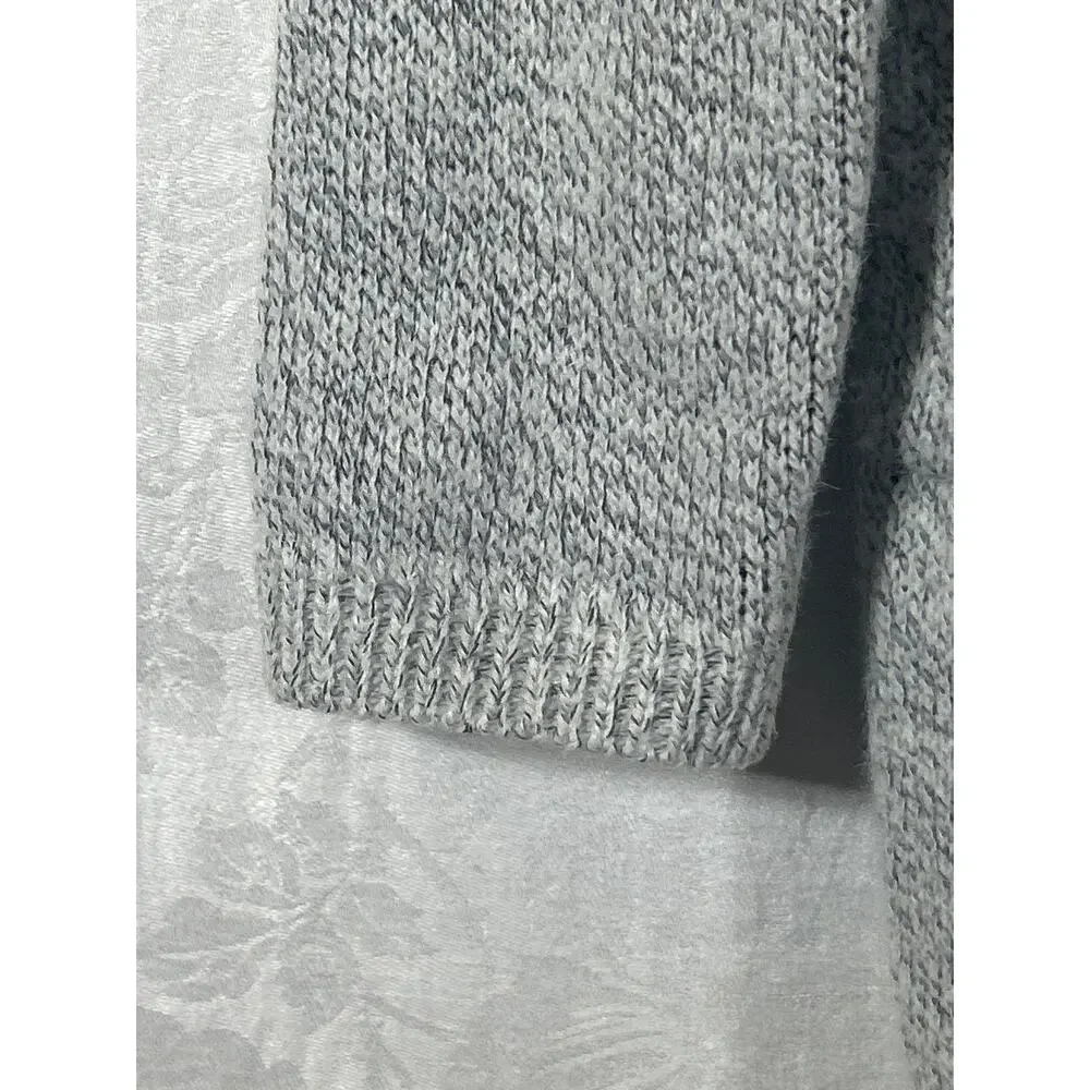 Hail3y:23 Cardigan Sweater Medium PETITE Gray Hooded Applique Embroidered Pocket - Picture 3 of 15